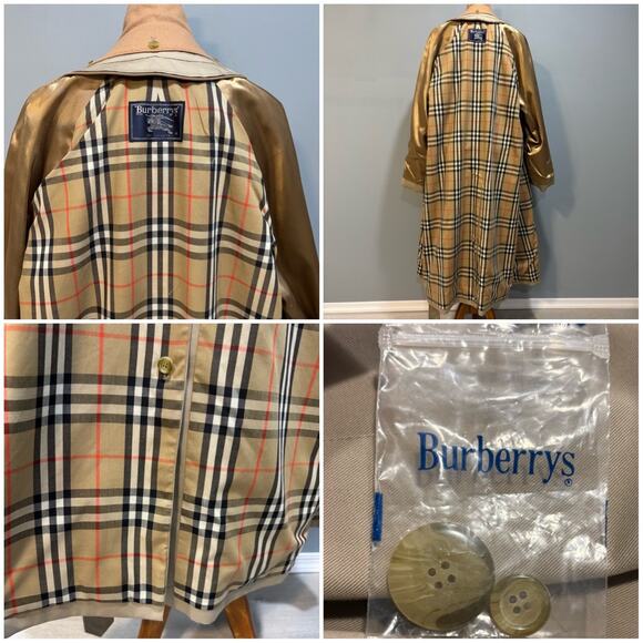 Vintage Burberry Beige, Tan Trench Coat, Removable Wool Liner, Size 42 Long - Picture 8 of 16